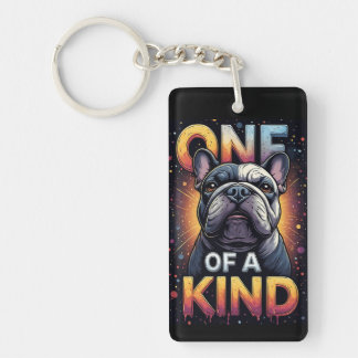 One Of A Kind Dog Portrait With Bold Colors Keychain