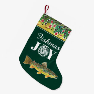 One-of-a-Kind Fly Fishing Joy Brown Trout Small Christmas Stocking