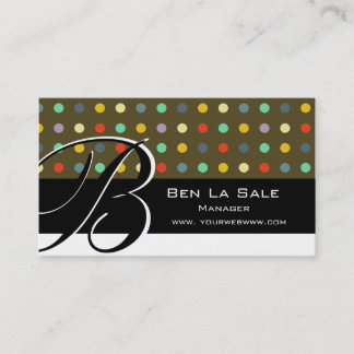 One Of A Kind Retro Unique Pattern   Monogram Business Card