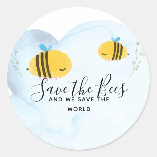One of a Kind SAVE THE BEES Personalized Classic Round Sticker (Front)
