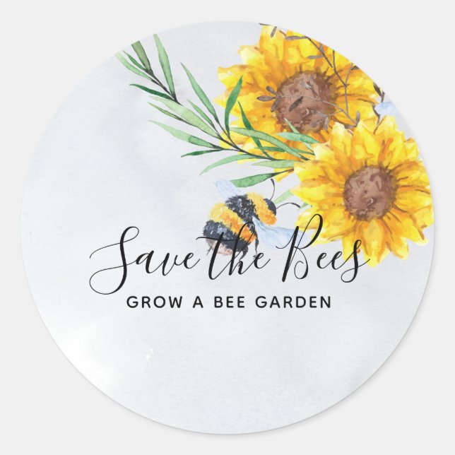 One of a Kind SAVE THE BEES Personalized Classic Round Sticker (Front)