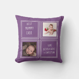 One of a Kind Two Photo Template Personalized Throw Pillow