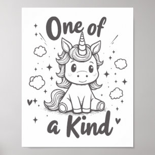 One Of A Kind Unicorn Shirt Cute Valentine Kids Te Poster