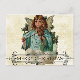 One-of-a-Kind Vintage Christmas Card: Angel Design Holiday Postcard