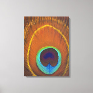 one of akind original hand painted peacock feather canvas print