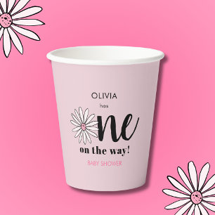 One on The Way Floral Modern Baby Shower Paper Cups