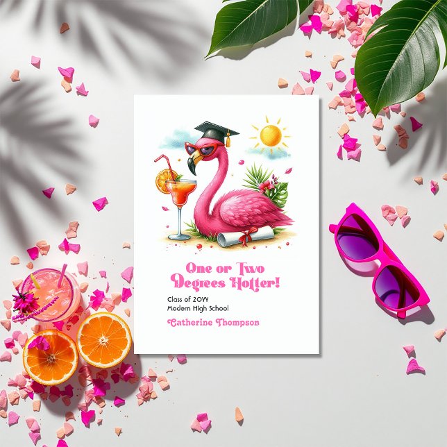 One or Two Degrees Hotter Flamingo Graduation Announcement (One or Two Degrees Hotter Flamingo Graduation Announcement)