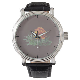 One Orange Marigold with Yellow Tips Watch