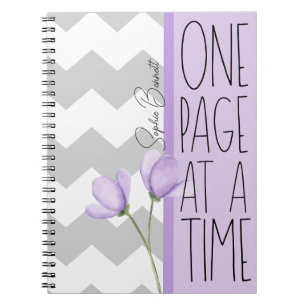 One Page at a Time – Motivational Lavender Floral Notebook