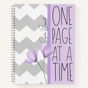 One Page at a Time – Motivational Lavender Floral Notebook