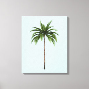One Palm Tree Tropical Beach Summer Any Colour Canvas Print