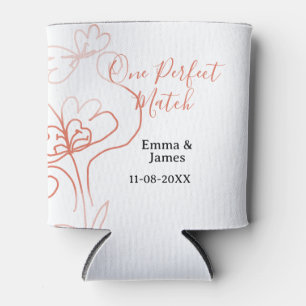 One Perfect match terracotta wedding couple name f Can Cooler