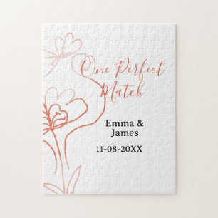 One Perfect match terracotta wedding couple name f Jigsaw Puzzle