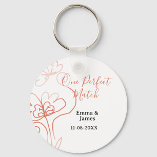 One Perfect match terracotta wedding couple name f Keychain
