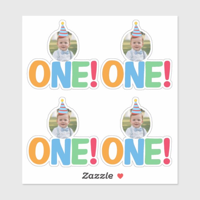  One Photo birthday Cupcake Topper (Sheet)