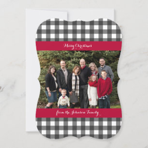 One photo Christmas Card - Buffalo Check Plaid