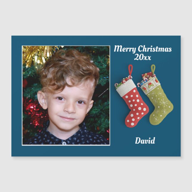 One Photo Christmas Stockings Editable (Front)
