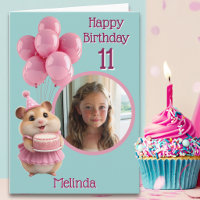 One Photo Cute Hamster 11th Birthday Card