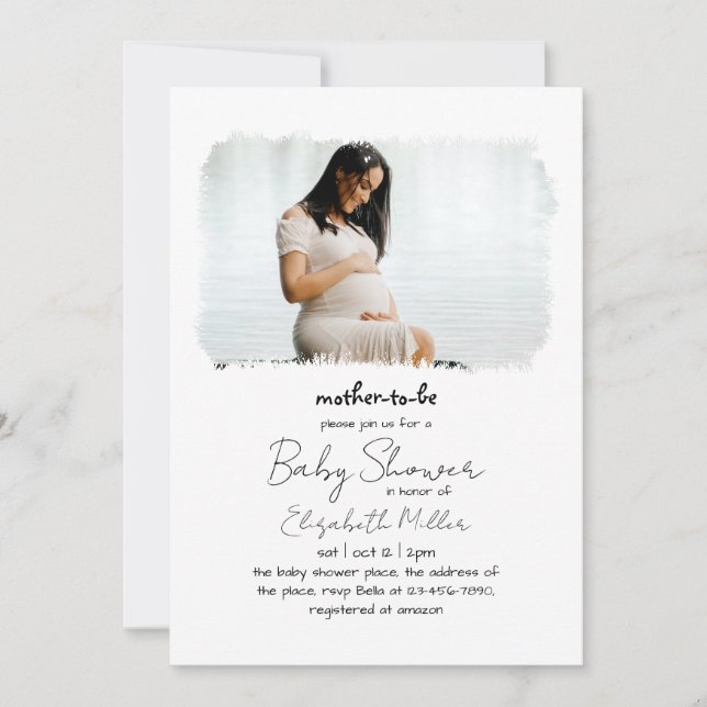 One Photo Frame Overlay Gender Neutral Baby Shower Invitation (Front)