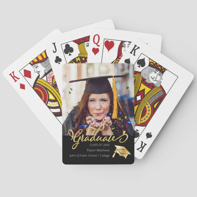 One Photo Graduate Graduation Class of 2023 School Playing Cards (Back)