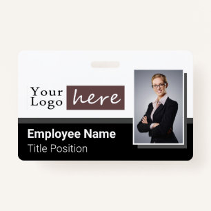 One Photo Horizontal Style Logo Employee Name Badge