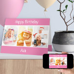 ONE Photo Letters Pink Girls 1st Birthday Card<br><div class="desc">1st birthday card personalized for a little girl with 3 of your favourite photos in the shape of the word ONE. The photo template is set up for you to add your pictures which are displayed in portrait format, using 1 photo for each letter. You can also customize the front...</div>