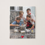 One Photo Love You Text Red Heart Grandma Mom  Jigsaw Puzzle<br><div class="desc">One Photo Love You Text Red Heart Grandma Mom
Simple one-photo design with customizable text with a shadow and a little red heart.</div>
