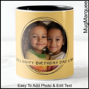 One Photo Message For Dad Birthday Yellow C65 Two-Tone Coffee Mug