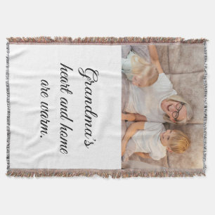 One Photo Modern Elegant Minimalist Black Script Throw Blanket