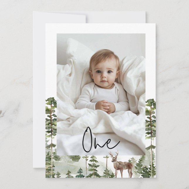 One Photo | My first year | Personalized  Invitation (Front)