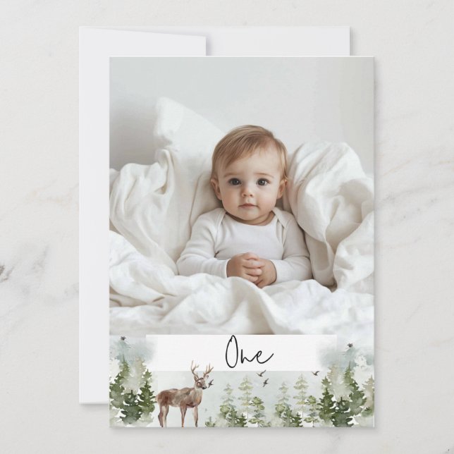 One Photo | My first year | Personalized  Invitation (Front)