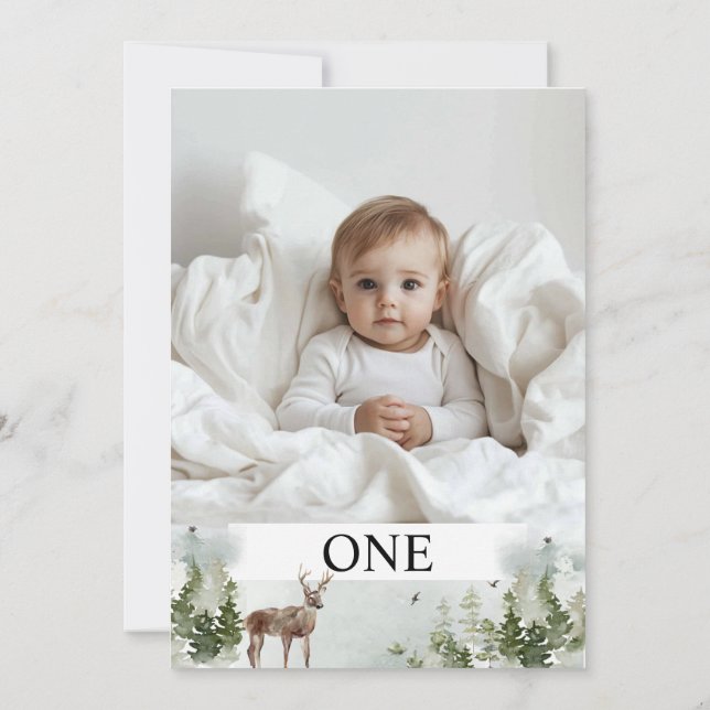 One Photo | My first year | Personalized  Invitation (Back)