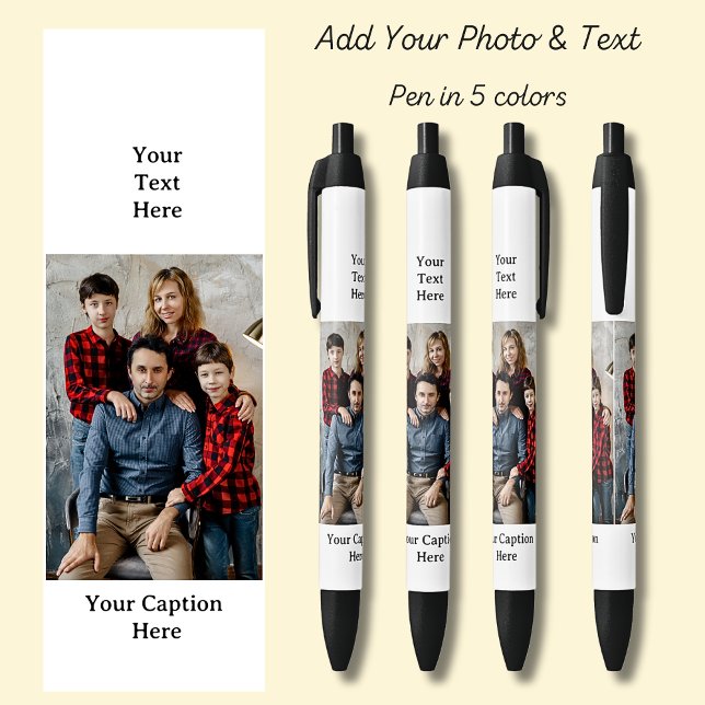 One Photo, Name Date, your Text on white, Black Ink Pen (Creator Uploaded)