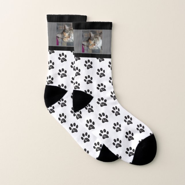 One Photo Pet Paw Print Pattern Socks (Pair)