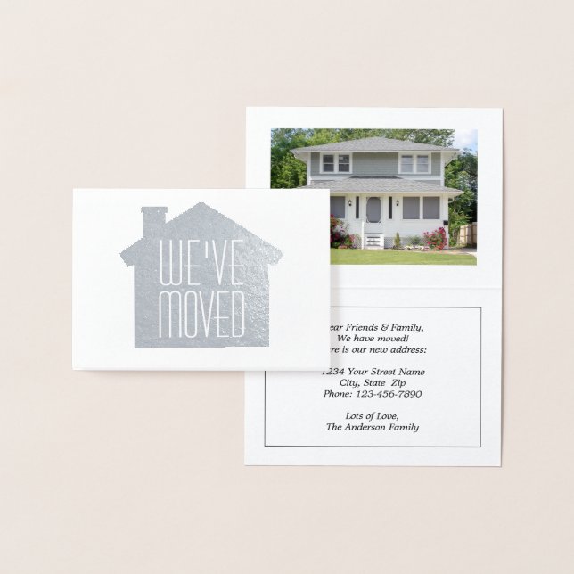 One Photo We've Moved Elegant Modern Kraft & Real Foil Card (Display)