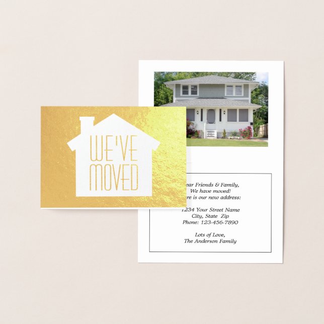 One Photo We've Moved Elegant Modern Moving Real Foil Card (Display)