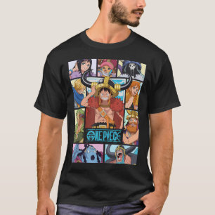 One Piece Anime Straw Hat Crew Character Grid T-Shirt