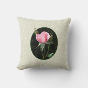 One Pink Rosebud Throw Pillow