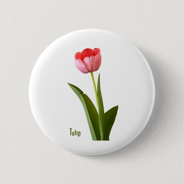 One Pink Spring Tulip Floral Nature Photography 2 Inch Round Button (Front)