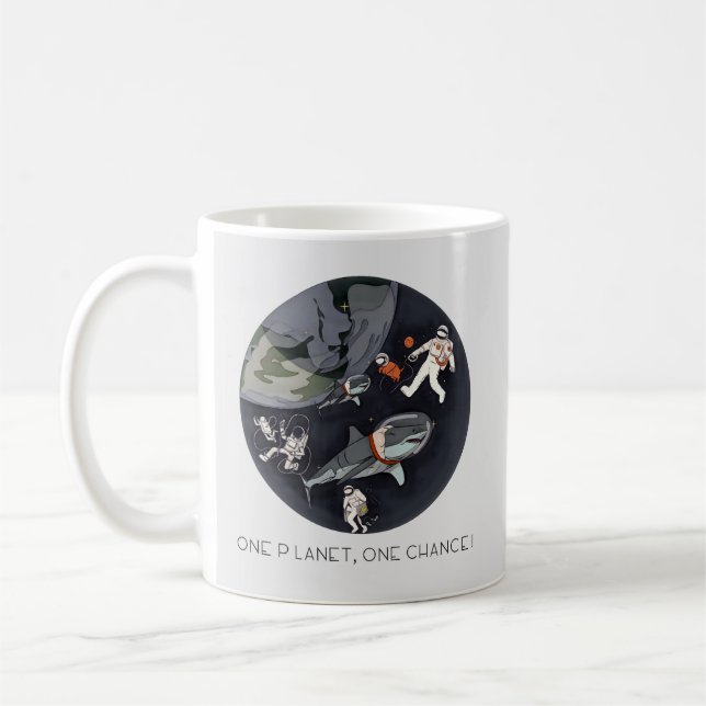 One Planet One Chance - Earth Day(Cartoon Texture) Coffee Mug (Left)