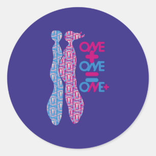 ONE PLUS ONE EQUALS ONE MORE BY MASANSER CLASSIC ROUND STICKER