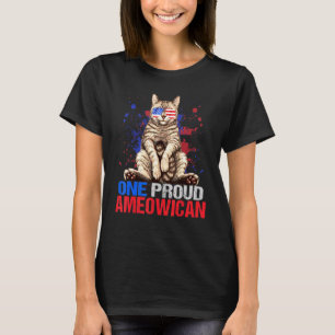One Proud Ameowican Usa Cat With American Flag Sun T-Shirt