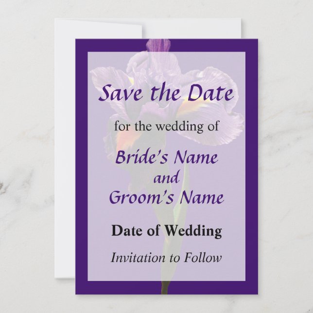 One Purple Iris Save the Date (Front)