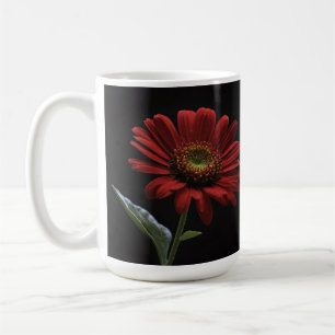 One Red Daisy On Black Left Side,  Coffee Mug