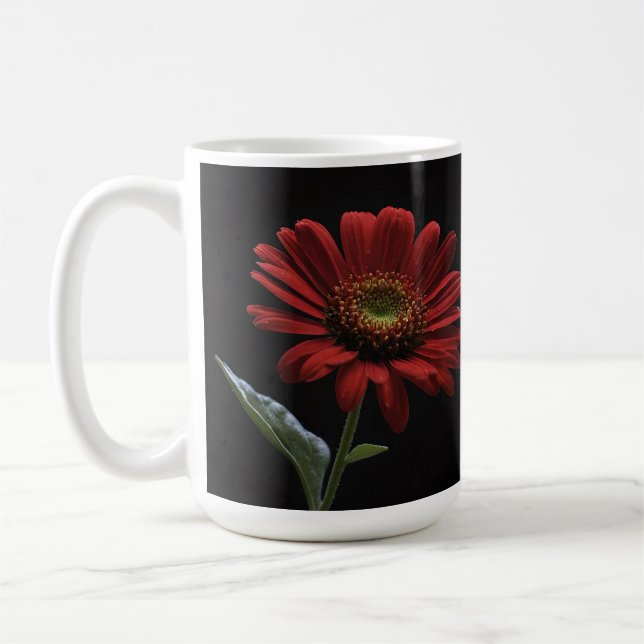 One Red Daisy On Black Left Side,  Coffee Mug (Left)