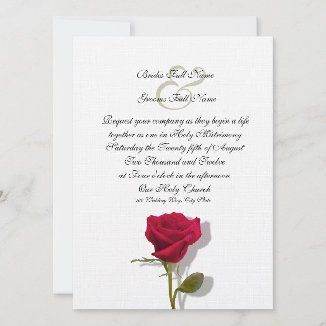 One Red Rose Invitation (Front)