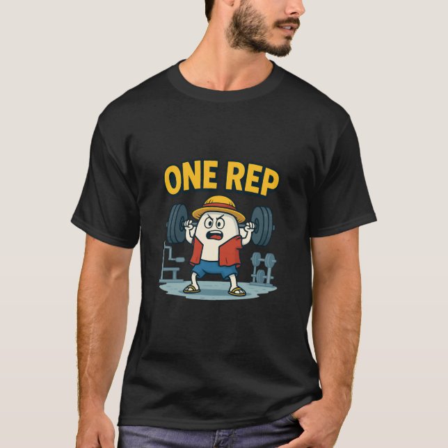 ONE REP Funny Gym Cartoon Egg Workout T-Shirt for  (Front)