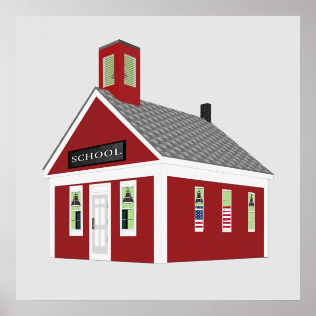 One Room Red Schoolhouse Kids Décor Print Poster (Front)