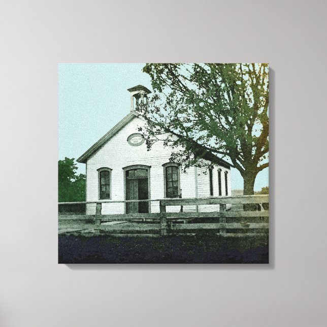 ONE ROOM SCHOOL SCHOOLHOUSE WATERCOLOR PHOTOGRAPH CANVAS PRINT (Front)