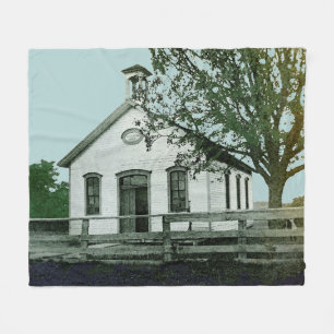 ONE ROOM SCHOOL SCHOOLHOUSE WATERCOLOR PHOTOGRAPH FLEECE BLANKET